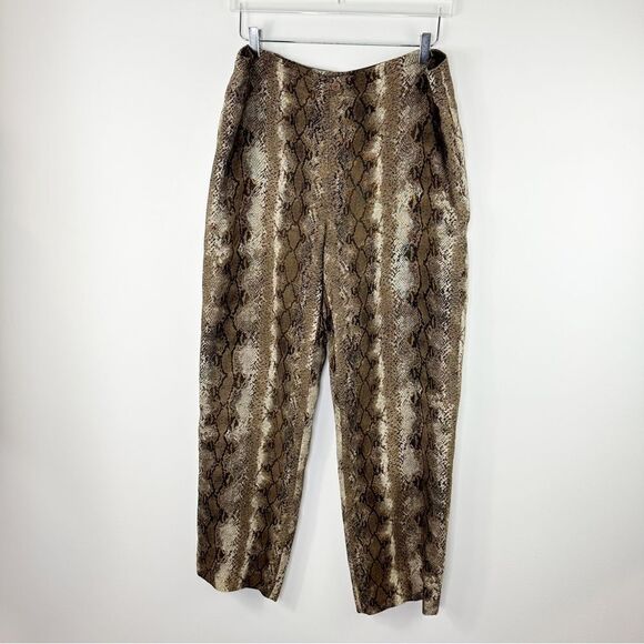 Dana Buchman Snakeskin Print Wool Silk Flat Front Wide Leg Pants Sz 16 - Picture 2 of 15